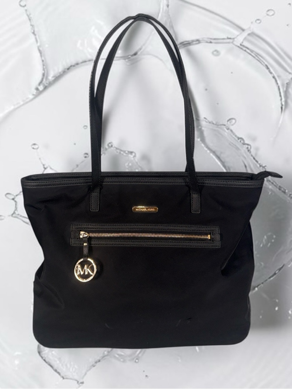 Michael Kors Black Tote with Gold Accent Charm